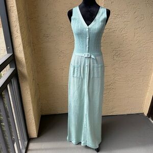 Banff Gianni Ferri Aqua Shimmer Knit Sleeveless Maxi Dress (US - S)